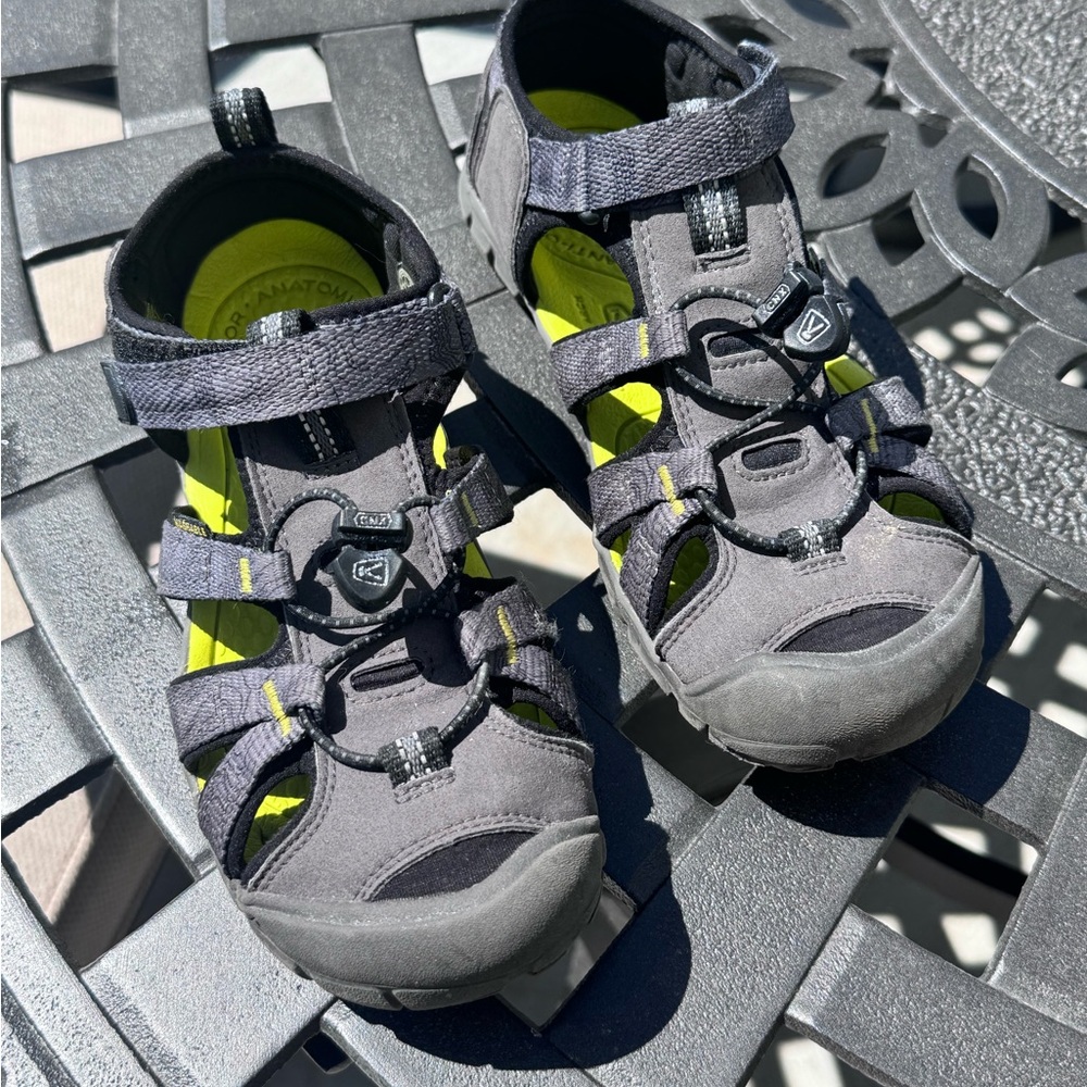 Keen Kids Gray Sandals with Lime Accents